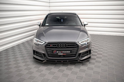 Frontlippe V.1 passend für Audi S3 / A3 S-Line Sportback 8V FL schwarz Hochglanz