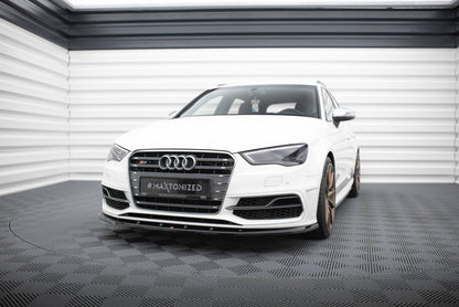 Frontlippe V.1 passend für Audi S3 / A3 S-Line Sportback / Hatchback 8V schwarz Hochglanz