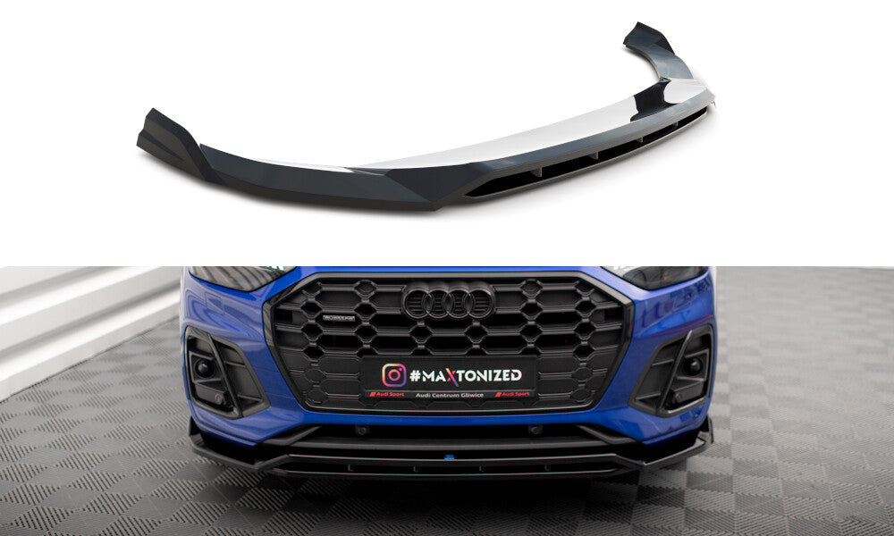 Frontlippe V.1 passend für Audi SQ5 / Q5 S-Line SUV / Sportback Mk2 FL schwarz Hochglanz