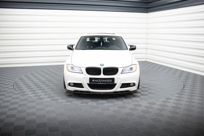 Frontlippe V.1 passend für BMW 3er Limousine / Touring M-Paket E90 / E91 FL schwarz Hochglanz