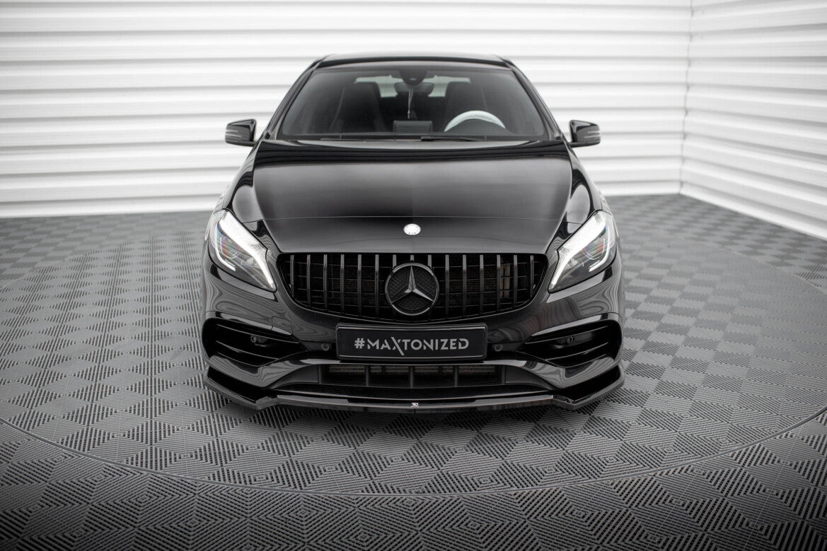 Frontlippe V.1 passend für Mercedes A AMG-Line W176 FL schwarz Hochglanz