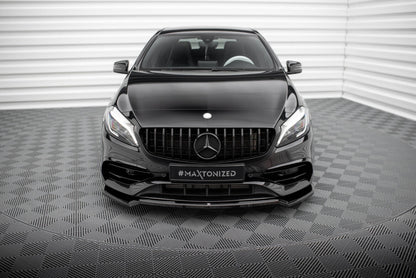 Frontlippe V.1 passend für Mercedes A AMG-Line W176 FL schwarz Hochglanz