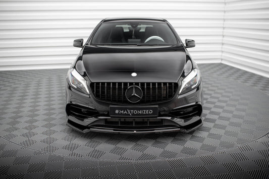 Frontlippe V.1 passend für Mercedes A AMG-Line W176 FL schwarz Hochglanz