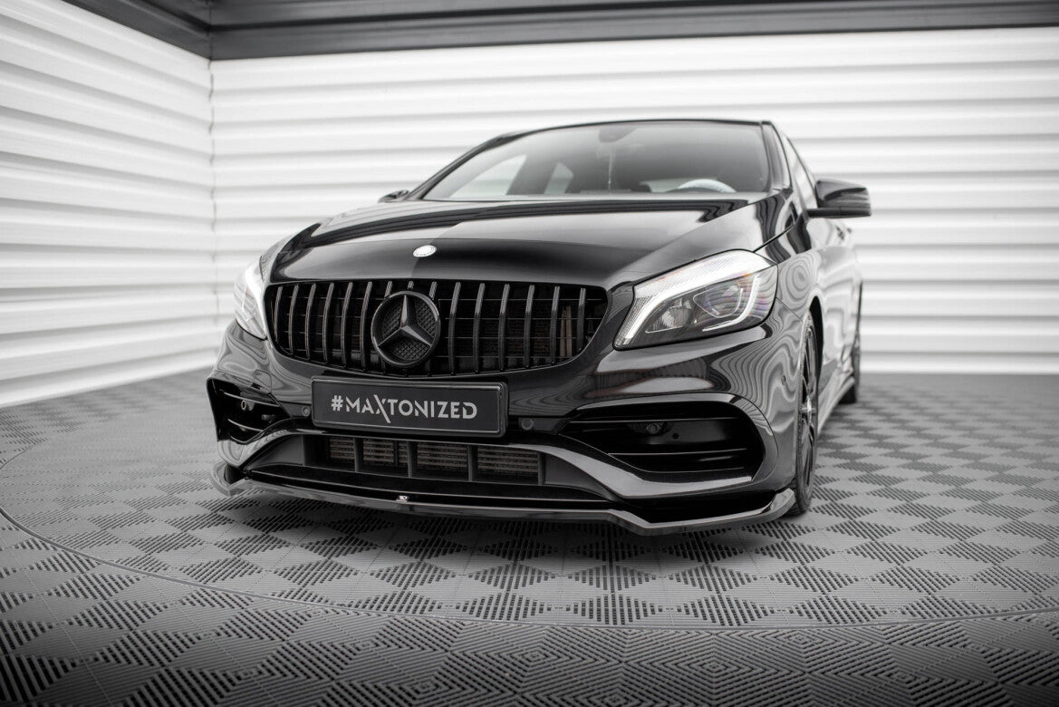 Frontlippe V.1 passend für Mercedes A AMG-Line W176 FL schwarz Hochglanz