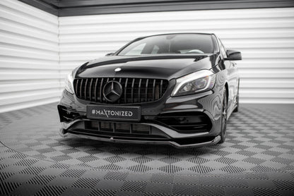Frontlippe V.1 passend für Mercedes A AMG-Line W176 FL schwarz Hochglanz