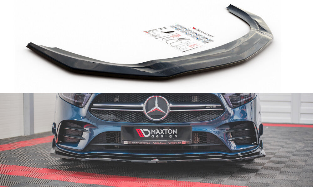 Frontlippe V.1 passend für Mercedes A35 AMG Aero W177 schwarz Hochglanz