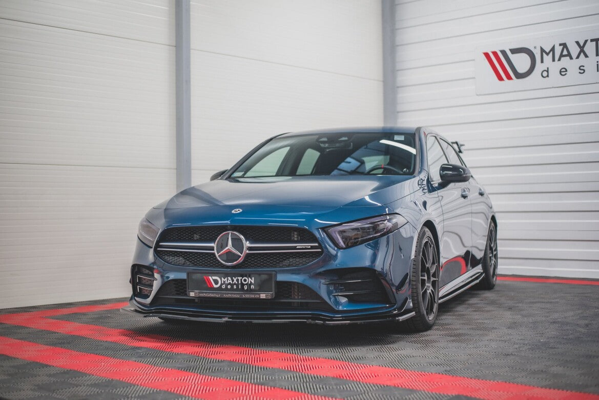Frontlippe V.1 passend für Mercedes A35 AMG Aero W177 schwarz Hochglanz