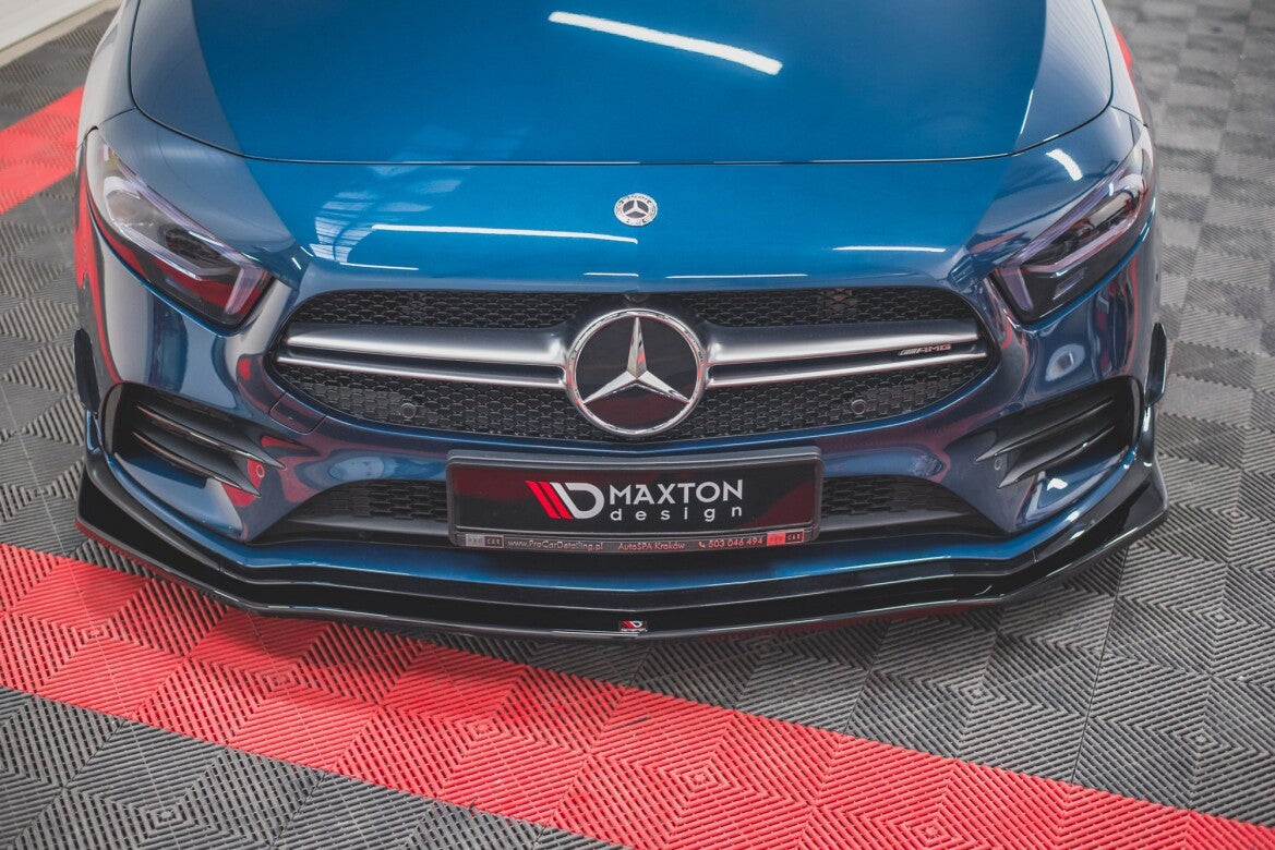 Frontlippe V.1 passend für Mercedes A35 AMG Aero W177 schwarz Hochglanz