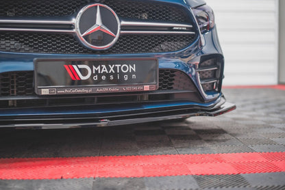 Frontlippe V.1 passend für Mercedes A35 AMG Aero W177 schwarz Hochglanz