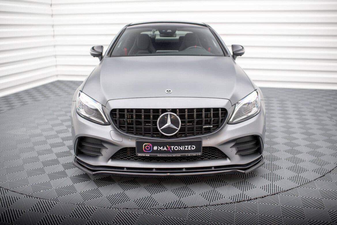 Frontlippe V.1 passend für Mercedes-AMG C43 Coupe / Cabrio / Limousine / Kombi C205 / A205 / W205 / S205 FL schwarz Hochglanz