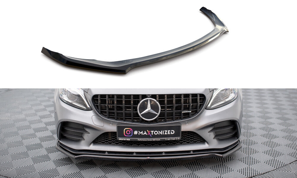 Frontlippe V.1 passend für Mercedes-AMG C43 Coupe / Cabrio / Limousine / Kombi C205 / A205 / W205 / S205 FL schwarz Hochglanz