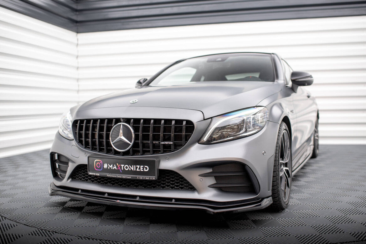 Frontlippe V.1 passend für Mercedes-AMG C43 Coupe / Cabrio / Limousine / Kombi C205 / A205 / W205 / S205 FL schwarz Hochglanz