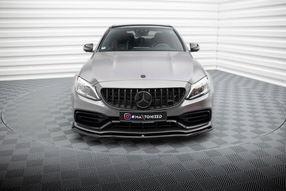 Frontlippe V.1 passend für Mercedes-AMG C63 Limousine / Kombi W205 FL schwarz Hochglanz