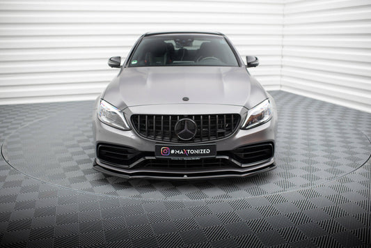Frontlippe V.1 passend für Mercedes-AMG C63 Limousine / Kombi W205 FL schwarz Hochglanz
