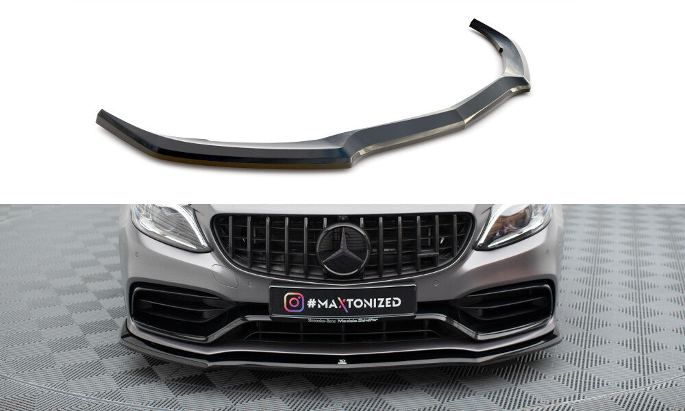 Frontlippe V.1 passend für Mercedes-AMG C63 Limousine / Kombi W205 FL schwarz Hochglanz