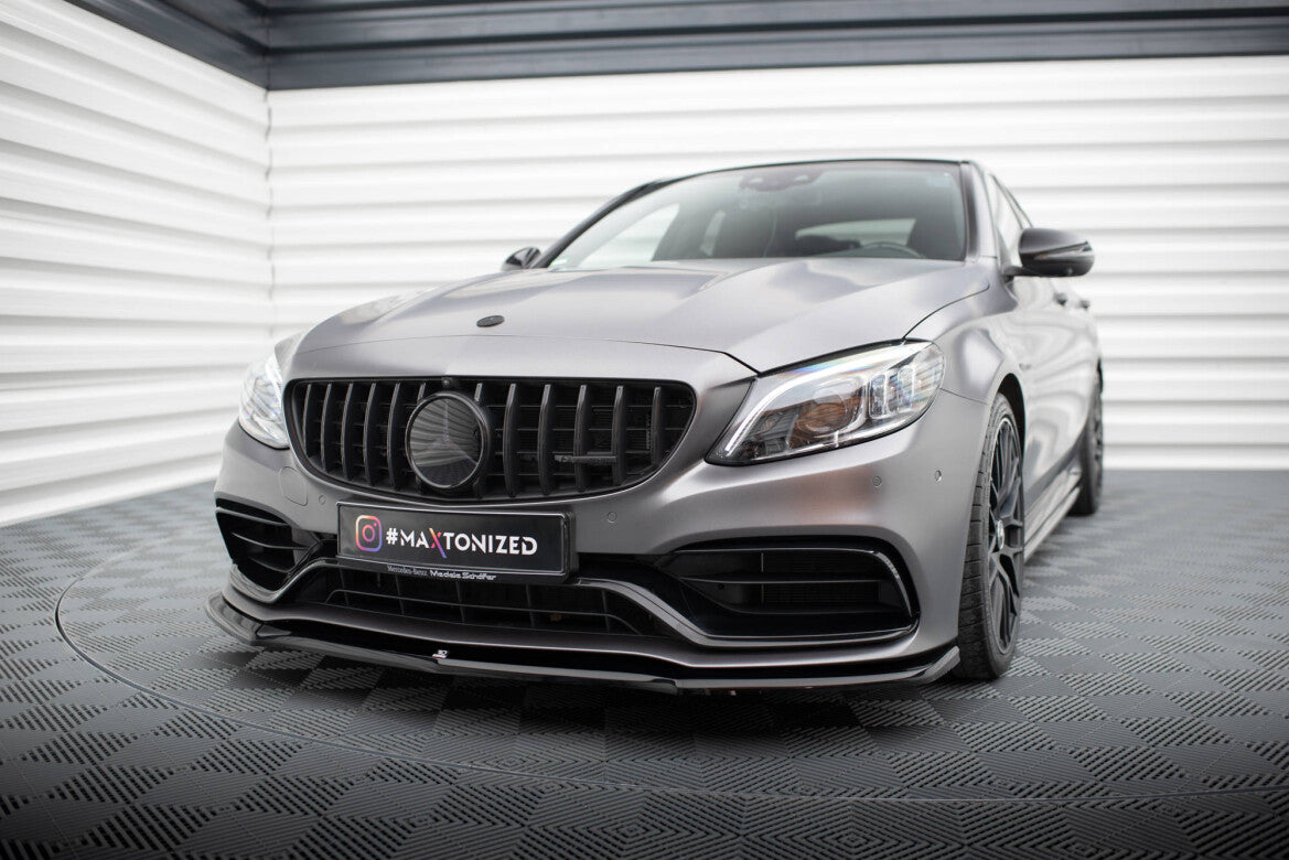 Frontlippe V.1 passend für Mercedes-AMG C63 Limousine / Kombi W205 FL schwarz Hochglanz