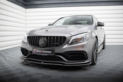 Frontlippe V.1 passend für Mercedes-AMG C63 Limousine / Kombi W205 FL schwarz Hochglanz