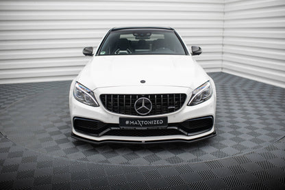 Frontlippe V.1 passend für Mercedes-AMG C63 Limousine / Kombi W205 / S205 schwarz Hochglanz