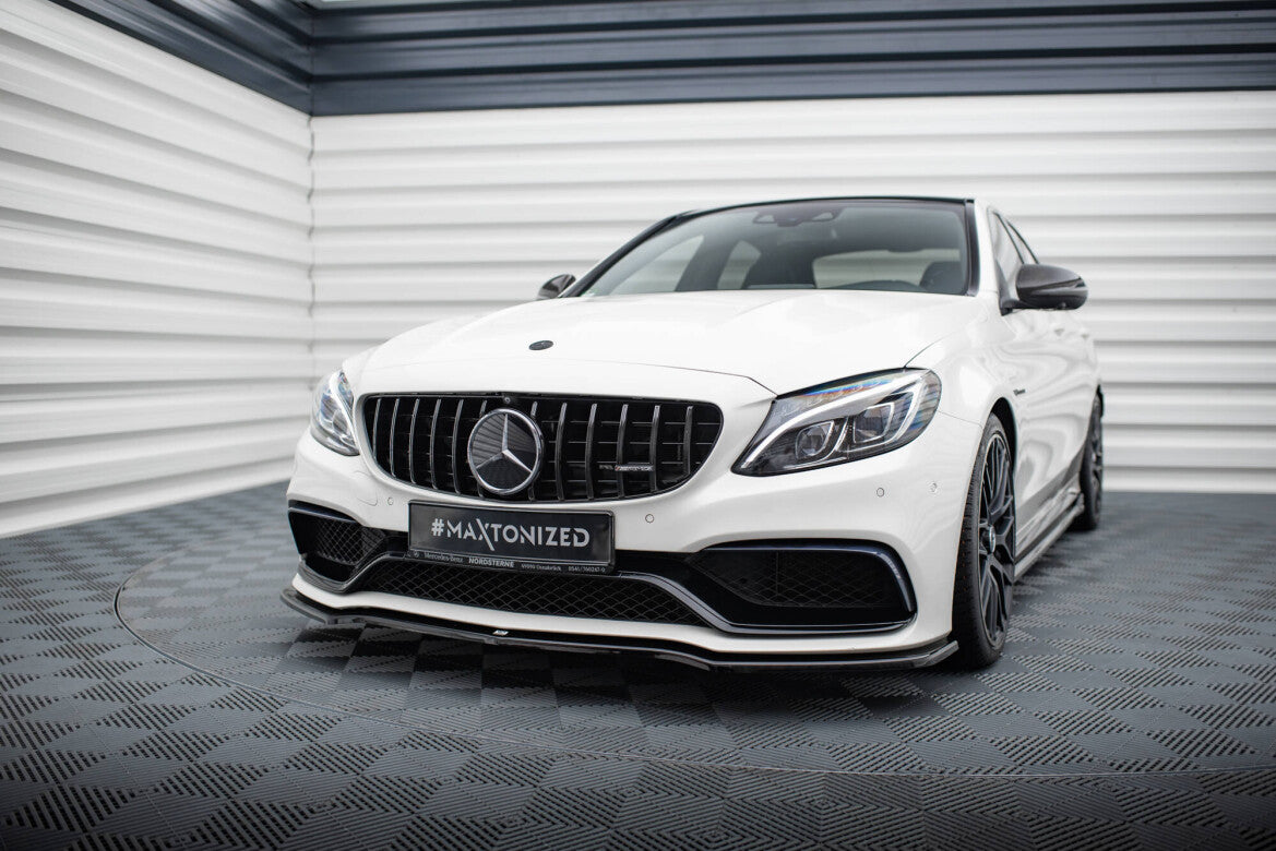 Frontlippe V.1 passend für Mercedes-AMG C63 Limousine / Kombi W205 / S205 schwarz Hochglanz
