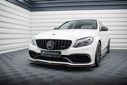 Frontlippe V.1 passend für Mercedes-AMG C63 Limousine / Kombi W205 / S205 schwarz Hochglanz