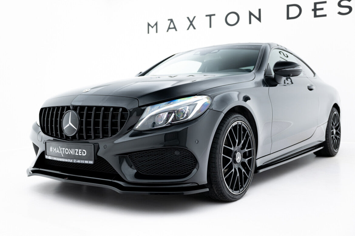 Frontlippe V.1 passend für Mercedes- Benz C Coupe AMG-Line C205 schwarz Hochglanz