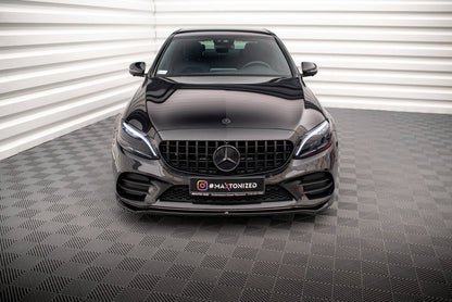 Frontlippe V.1 passend für Mercedes C AMG Line Limousine / Coupe / Kombi W205 / C205 / S205 FL schwarz Hochglanz