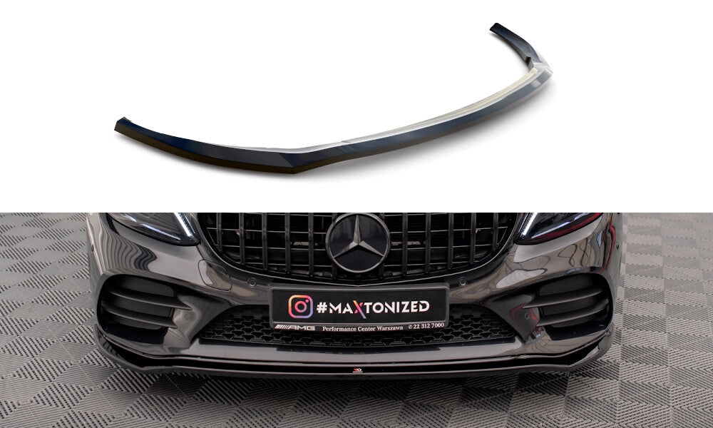 Frontlippe V.1 passend für Mercedes C AMG Line Limousine / Coupe / Kombi W205 / C205 / S205 FL schwarz Hochglanz