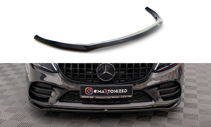 Frontlippe V.1 passend für Mercedes C AMG Line Limousine / Coupe / Kombi W205 / C205 / S205 FL schwarz Hochglanz