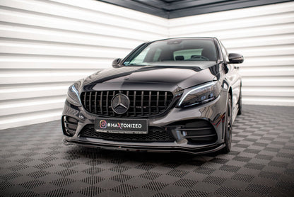 Frontlippe V.1 passend für Mercedes C AMG Line Limousine / Coupe / Kombi W205 / C205 / S205 FL schwarz Hochglanz