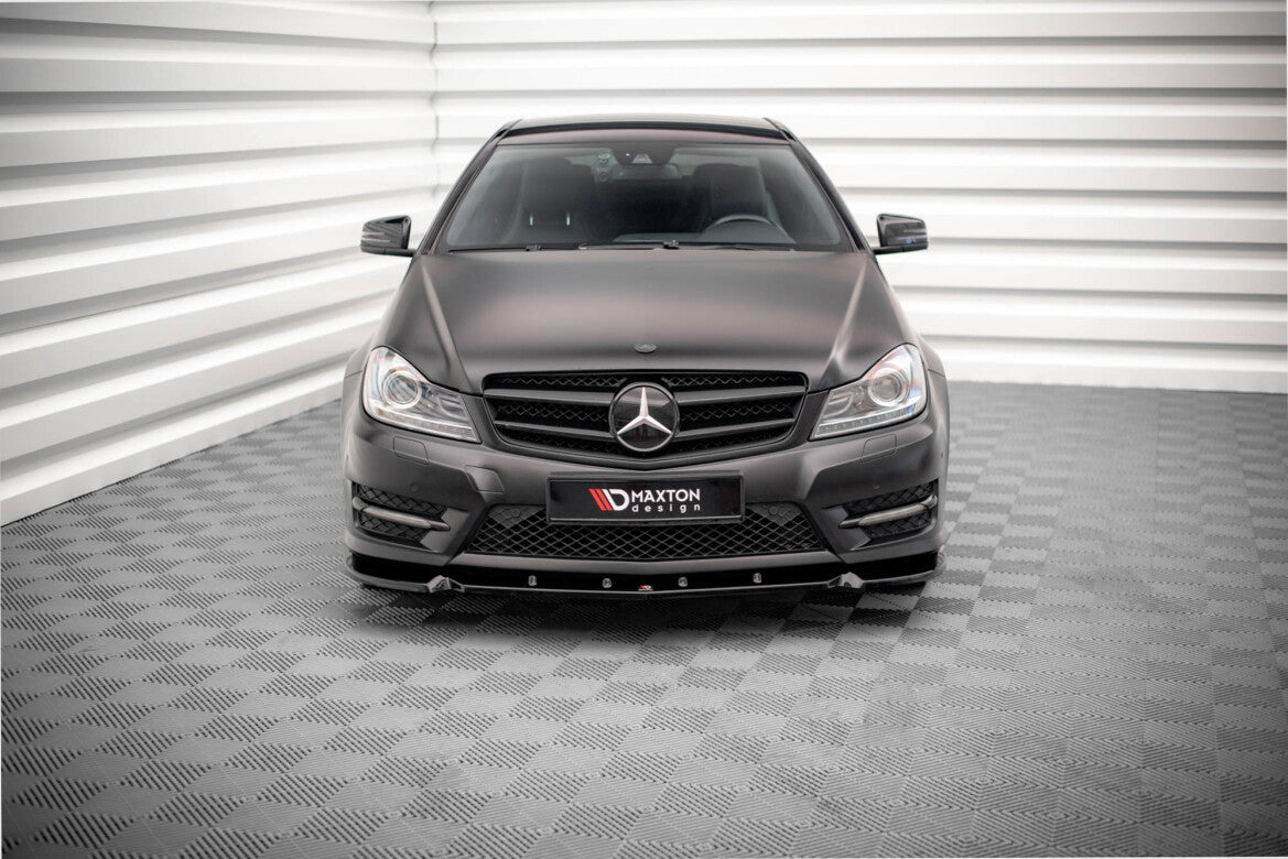 Frontlippe V.1 passend für Mercedes C Coupe / Limousine / Kombi AMG-Line C204 / W204 FL / S204 FL schwarz Hochglanz