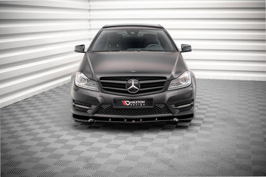 Frontlippe V.1 passend für Mercedes C Coupe / Limousine / Kombi AMG-Line C204 / W204 FL / S204 FL schwarz Hochglanz