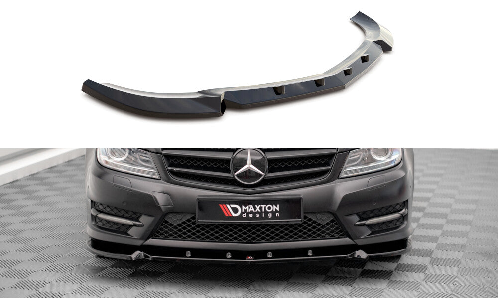 Frontlippe V.1 passend für Mercedes C Coupe / Limousine / Kombi AMG-Line C204 / W204 FL / S204 FL schwarz Hochglanz