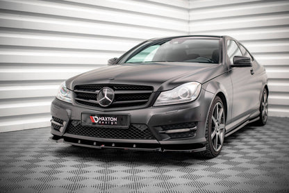 Frontlippe V.1 passend für Mercedes C Coupe / Limousine / Kombi AMG-Line C204 / W204 FL / S204 FL schwarz Hochglanz