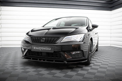 Frontlippe V.1 passend für Seat Leon Mk3 FL schwarz Hochglanz
