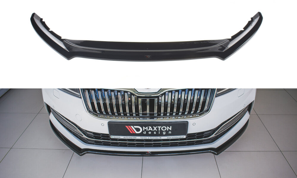 Frontlippe V.1 passend für Skoda Superb Liftback / Combi Mk3 FL schwarz Hochglanz