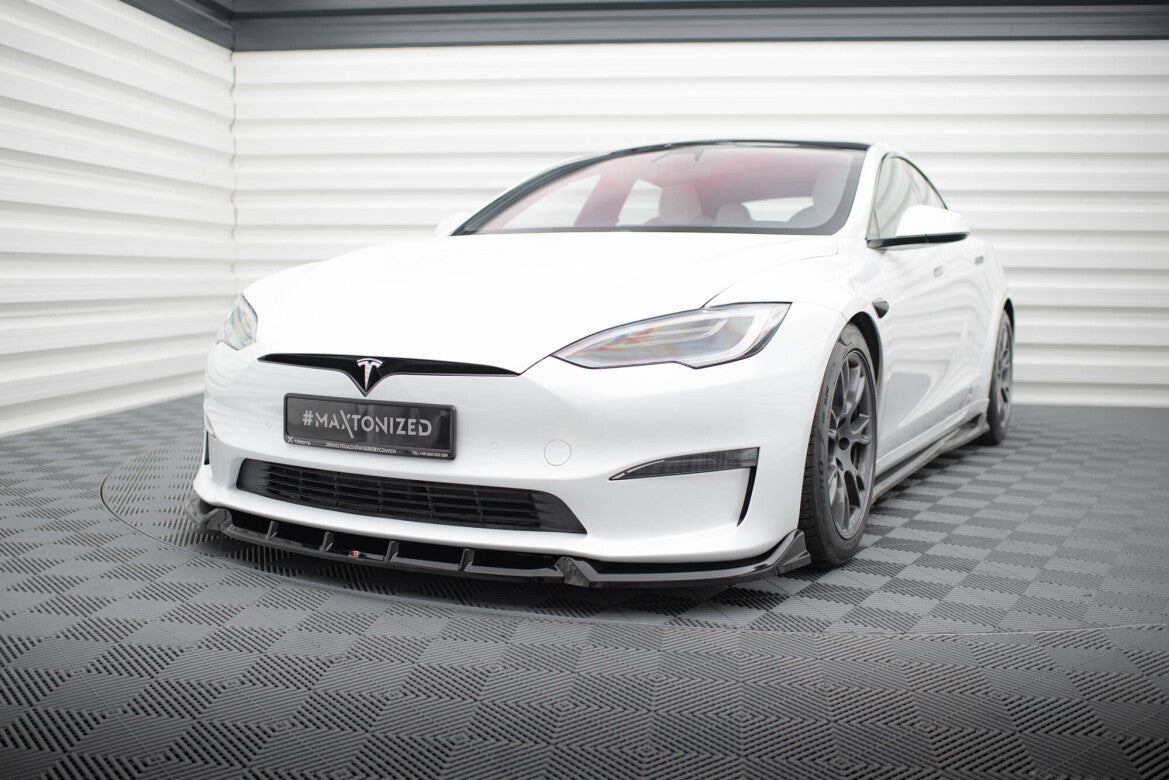 Frontlippe V.1 passend für Tesla Model S Plaid Mk1 FL schwarz Hochglanz
