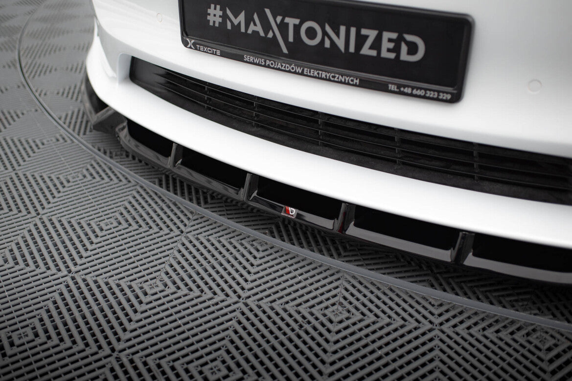 Frontlippe V.1 passend für Tesla Model S Plaid Mk1 FL schwarz Hochglanz