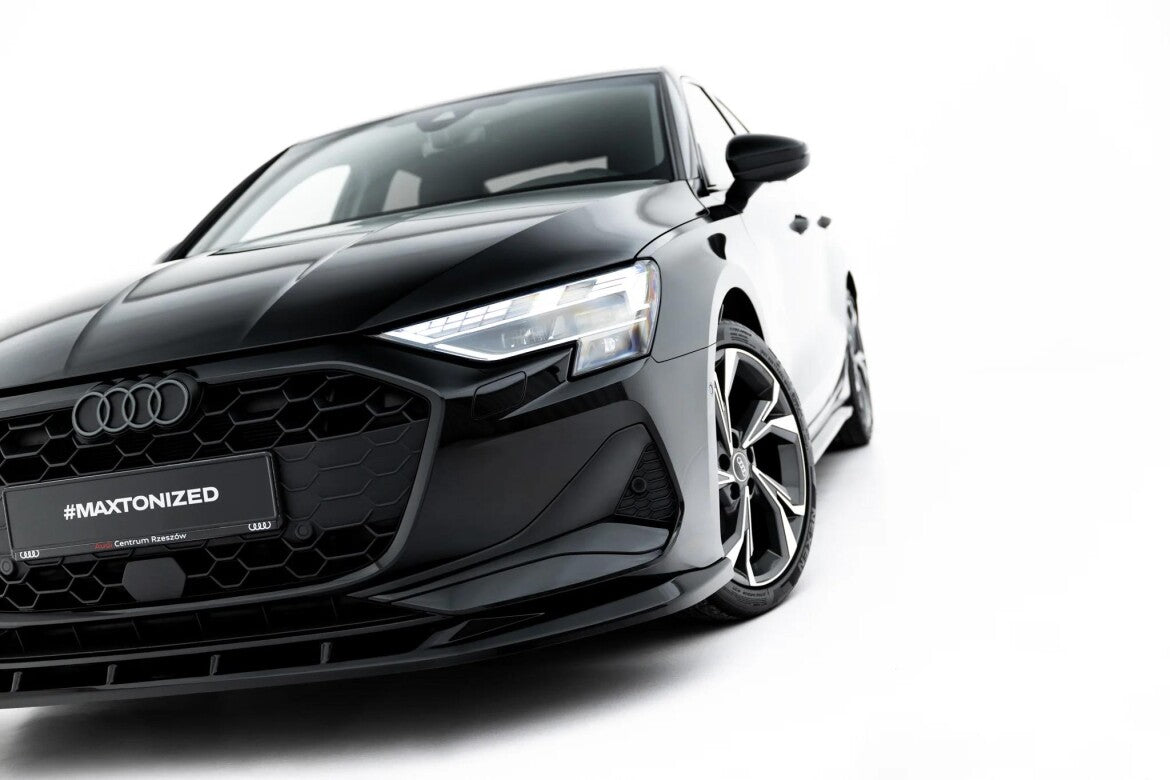 Frontlippe V.2 passend für Audi A3 Limousine 8Y Facelift schwarz Hochglanz