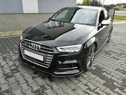 Frontlippe V.2 passend für Audi S3 / A3 S-Line 8V FL Limousine schwarz Hochglanz