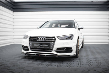 Frontlippe V.2 passend für Audi S3 / A3 S-Line Sportback / Hatchback 8V schwarz Hochglanz
