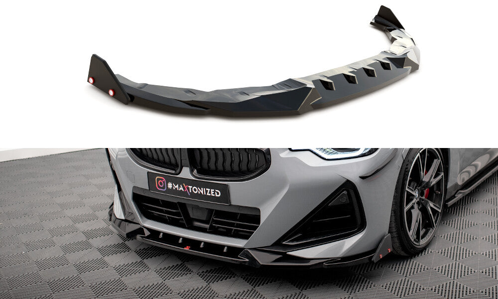 Frontlippe V.2 passend für BMW 2 Coupe M-Paket / M240i G42 schwarz Hochglanz + Flaps matt