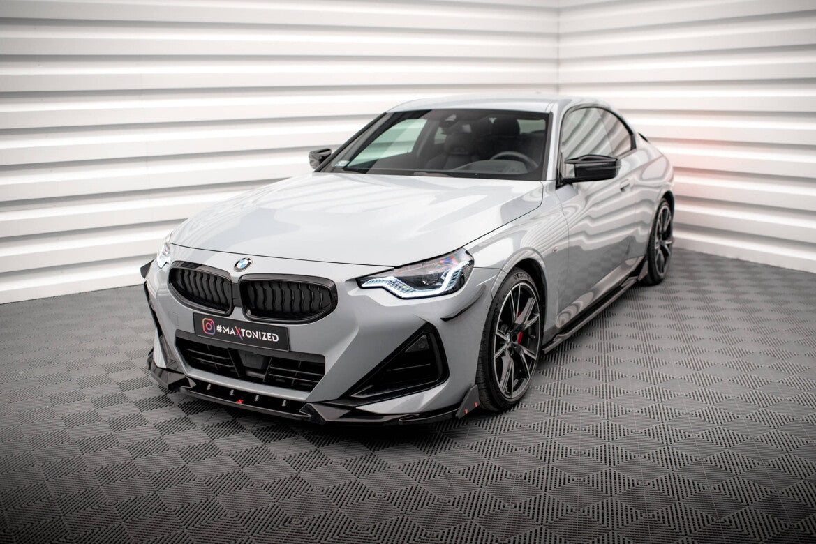 Frontlippe V.2 passend für BMW 2 Coupe M-Paket / M240i G42 schwarz Hochglanz + Flaps matt