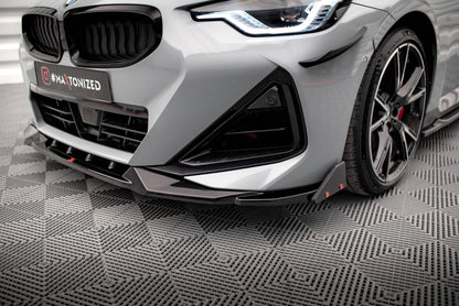 Frontlippe V.2 passend für BMW 2 Coupe M-Paket / M240i G42 schwarz Hochglanz + Flaps matt
