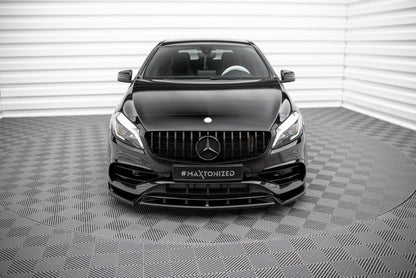 Frontlippe V.2 passend für Mercedes A AMG-Line W176 FL schwarz Hochglanz