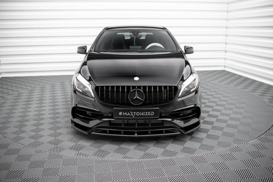 Frontlippe V.2 passend für Mercedes A AMG-Line W176 FL schwarz Hochglanz