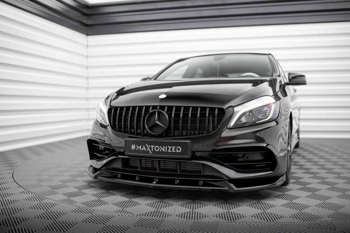 Frontlippe V.2 passend für Mercedes A AMG-Line W176 FL schwarz Hochglanz