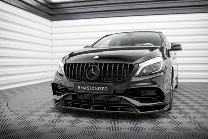 Frontlippe V.2 passend für Mercedes A AMG-Line W176 FL schwarz Hochglanz