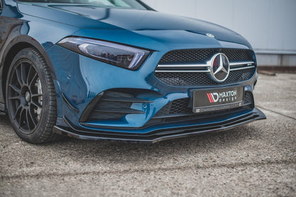 Frontlippe V.2 passend für Mercedes A35 AMG Aero W177 schwarz Hochglanz
