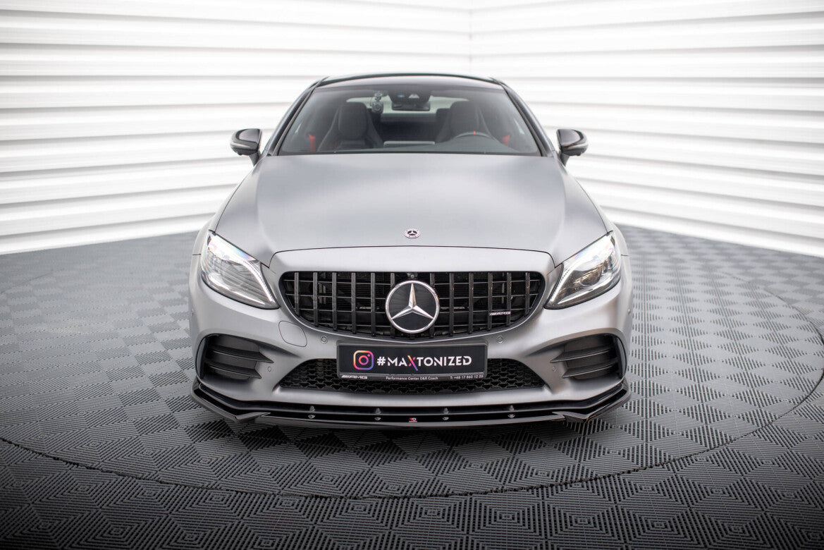 Frontlippe V.2 passend für Mercedes-AMG C43 Coupe / Cabrio / Limousine / Kombi C205 / A205 / W205 / S205 FL schwarz Hochglanz
