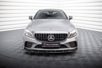 Frontlippe V.2 passend für Mercedes-AMG C43 Coupe / Cabrio / Limousine / Kombi C205 / A205 / W205 / S205 FL schwarz Hochglanz